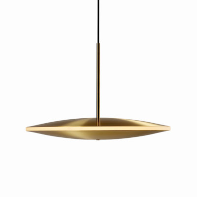 Chrona Modern Round Spun Brass Pendant Light, Horizontal