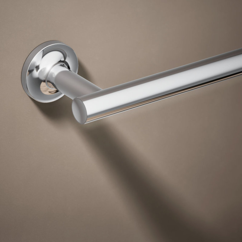 Purist® Wall Mounted Round Towel Bar, Metal Wall-Mounted Towel Holder, 1.875" H x 25.945" L x 3.25" D, Polished Chrome