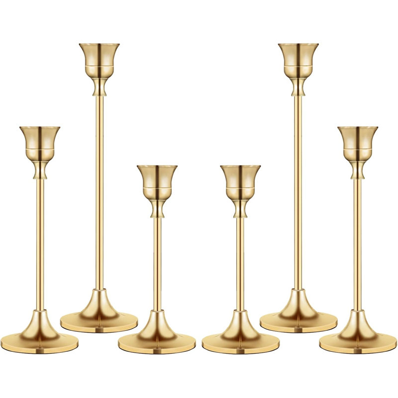 Vintage Brass Candlestick Holders Set - Sturdy Taper Candle Holders For Fireplace, Dining Table, And Home Decor - Elegant Gold Candelabra For Weddings And Special Occasions