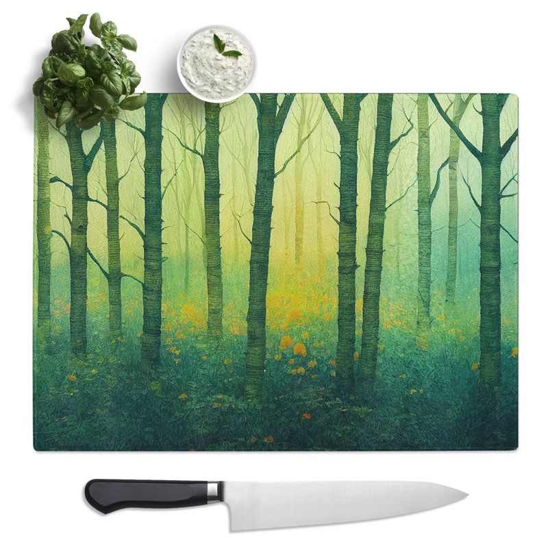 Watercolour Forest Art Vol.6  Glass Chopping Board