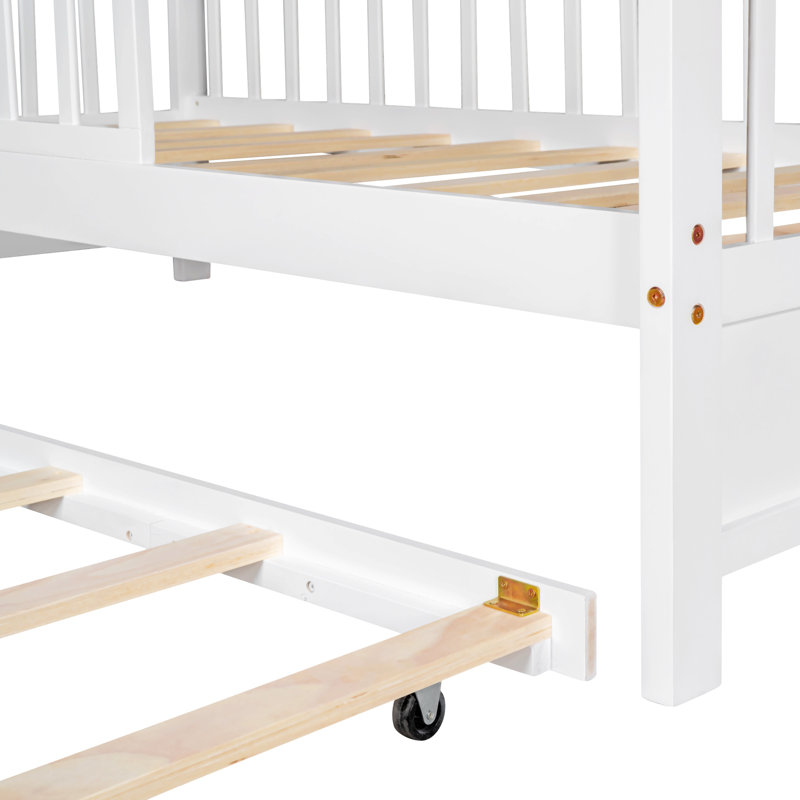 Lit maison avec lit gigogne et tablette, Lit simple, Blanc