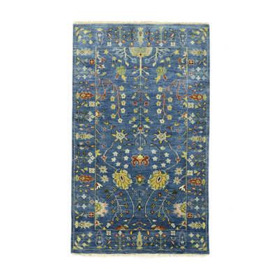 Tapis oriental bleu Oushak Chobi Mute 4X6