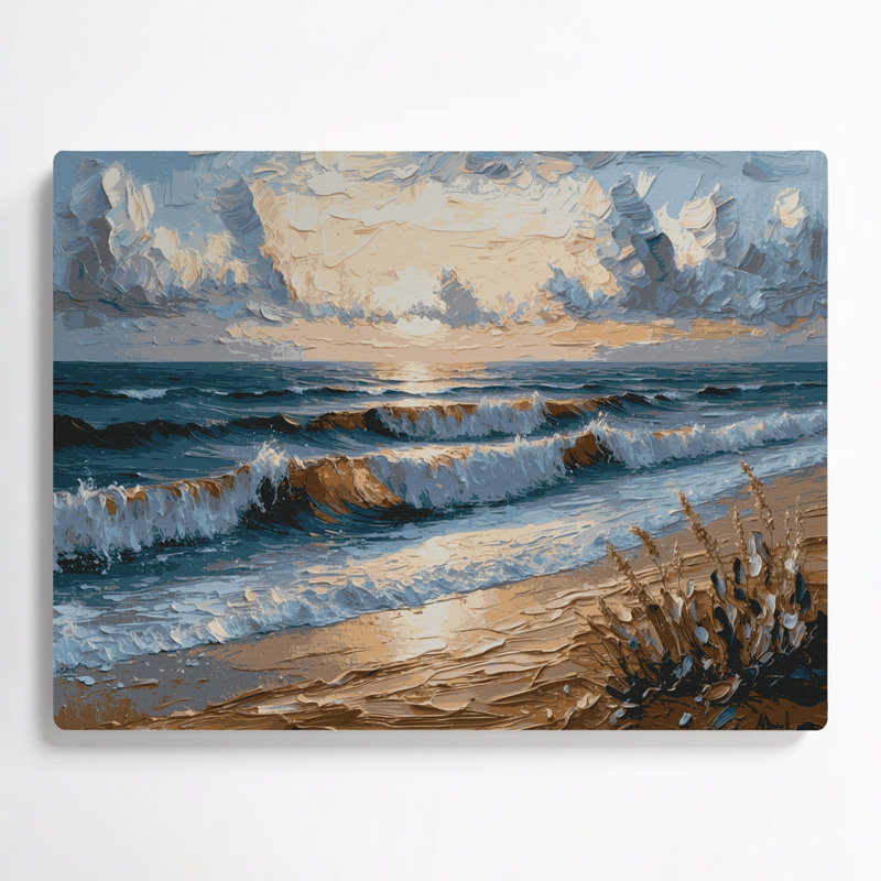 «Coastal Evening Beach», art mural en métal gris, H 20 po x l 24 po
