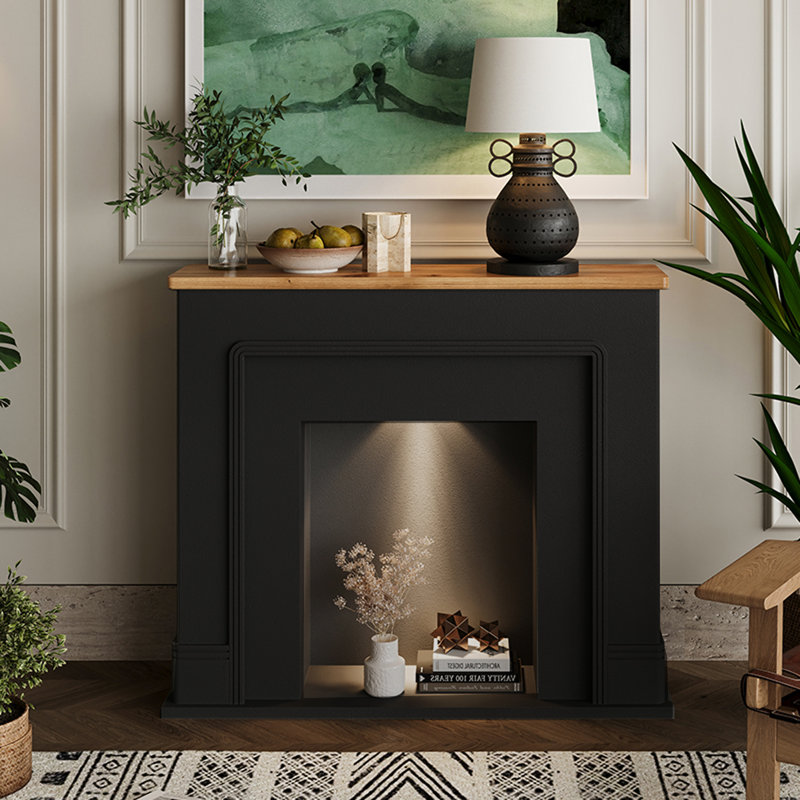French-style minimalist fireplace decorative cabinet, Black, 35.43" H x 39.37" W x 7.87" D