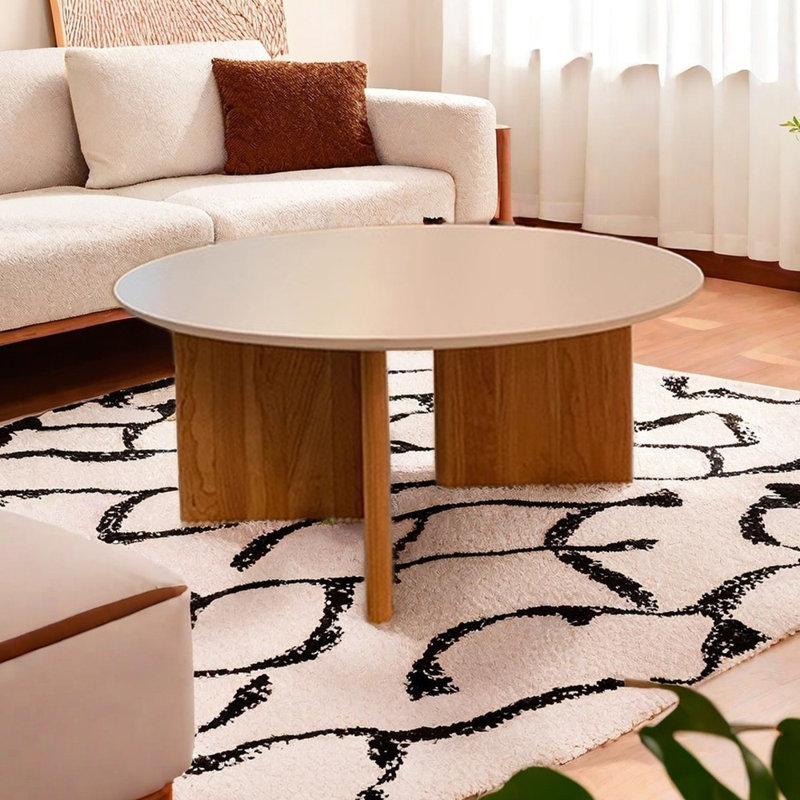 Table basse Rock Slab avec pieds en bois massif