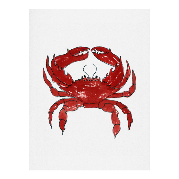 Red Crabby par Laura Travey - reproduction d'art sur papier, H 24 po x l 18 po