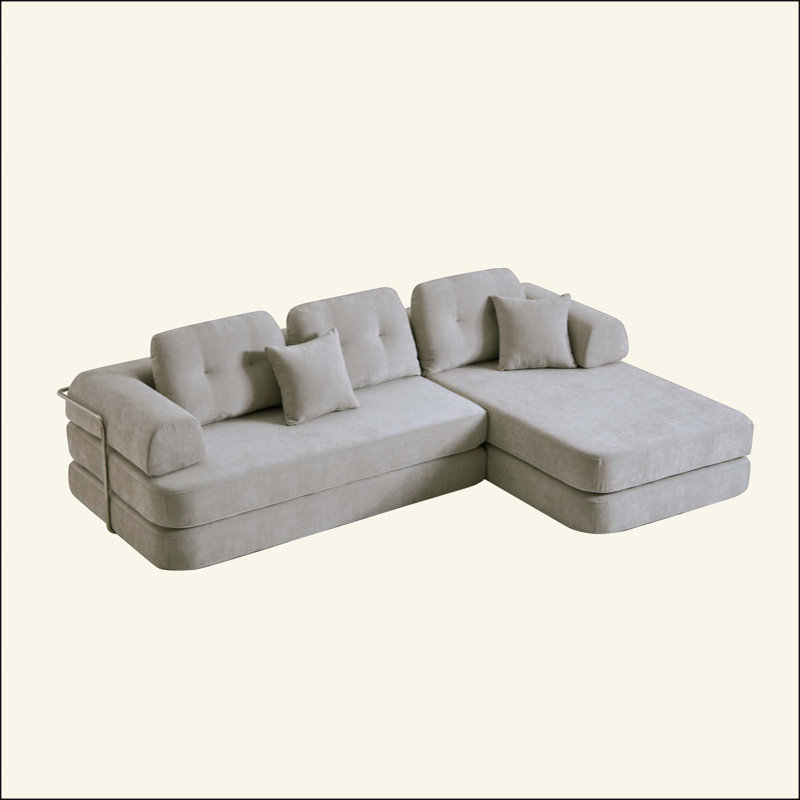 Canapé désossé, canapé modulaire compressé avec méridienne, canapé modulaire à assise profonde et canapé modulaire en chenille avec mousse à mémoire de forme, sans assemblage requis