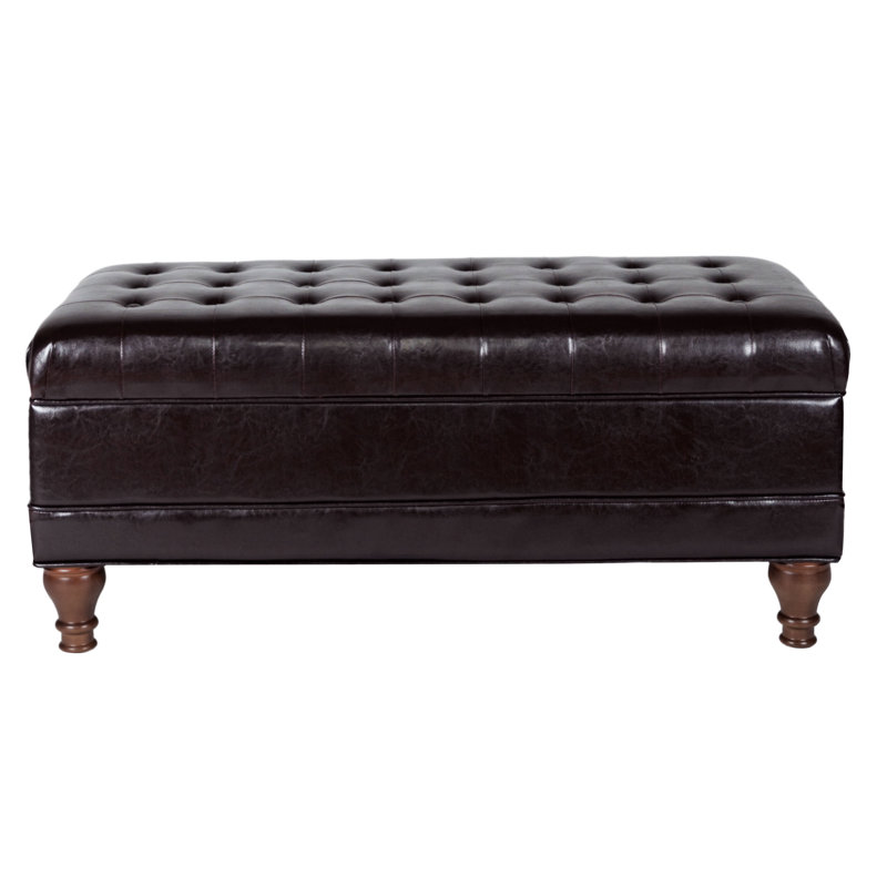 Repose-pieds de cocktail rectangulaire avec rangement capitonné en similicuir de 43 po de largeur Blancha