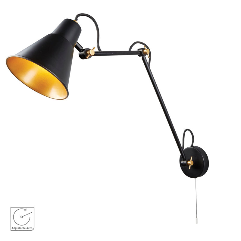 Tutuala Swing Arm Sconce, Matte Black/Gold