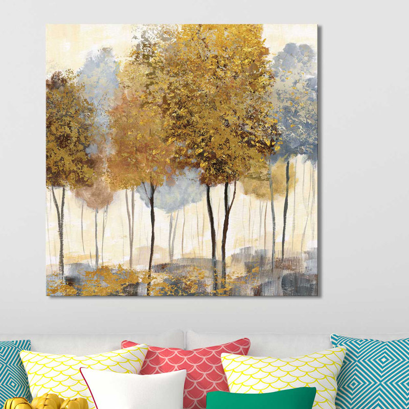 «Metallic Forest II», reproduction de peinture acrylique, H 18 po x l 18 po x P 1 po, Toile tendue