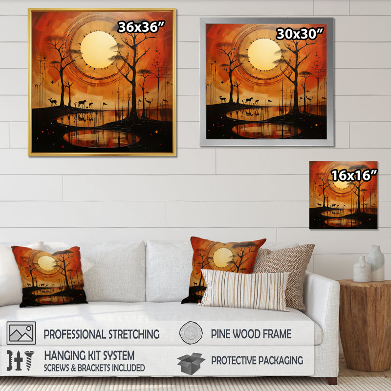 African Savannah Serenade IV sur toile, H 30 po x l 30 po x P 1 po, Cadre flottant noir