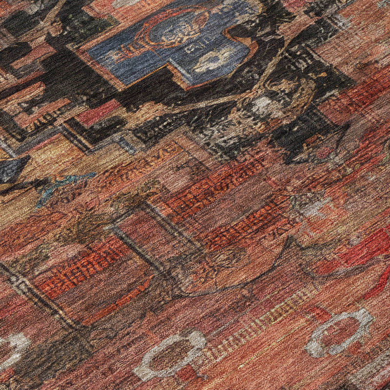 Tapis paprika Xhevrie intérieur / extérieur lavable à la machine, Rectangle 5 pi x 7 pi 6 po