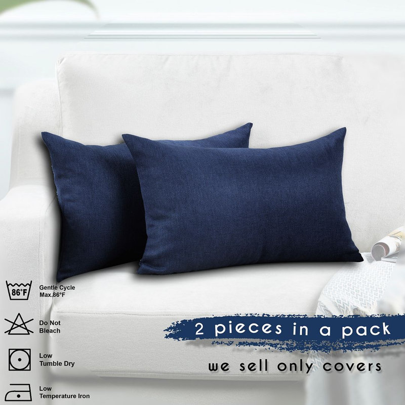 Indoor / Outdoor Rectangular Lumbar Pillow Cover - 1 Pc, 30 x 50cm, Navy blue