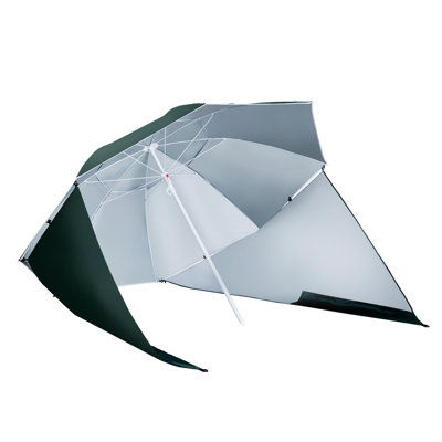 Abri de parasol 7,5 pi 2 en 1, parasol de plage, vert foncé