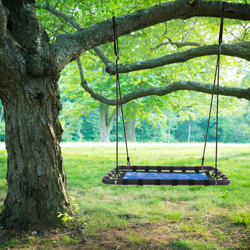 Hey! Play! 40x30in Platform Tree Swing for Kids - Swing Set, Tree Branch, or Playground Rectangular Platform for Kids with Adjustable Rope - Outdoor Activities