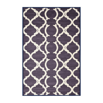 Machine Washable Trellis Purple Area Rug
