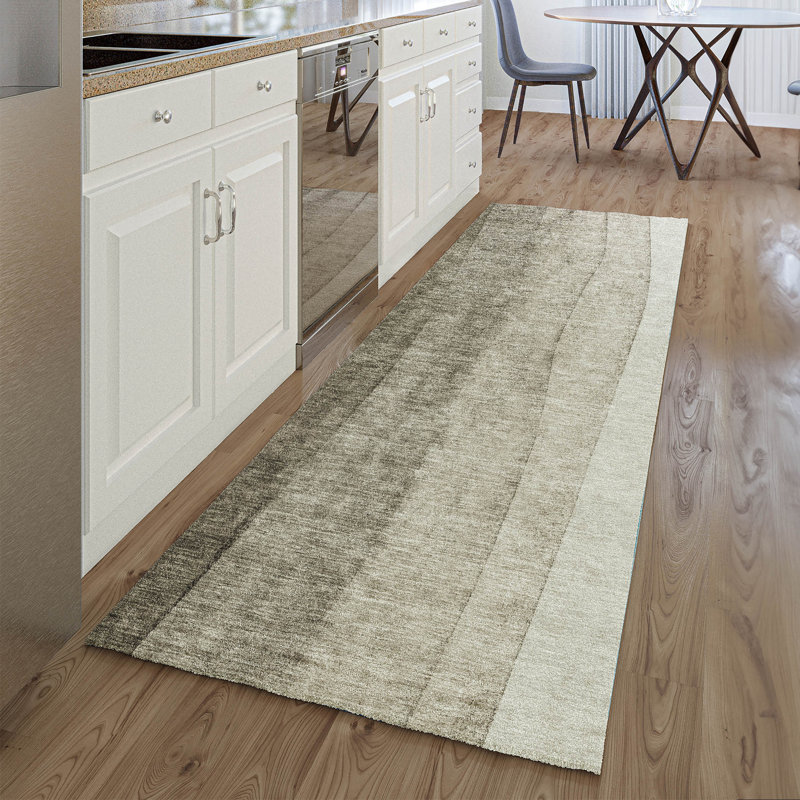 Premium Machine Washable Prisco Taupe Rug, Runner 2'3" x 7'6"