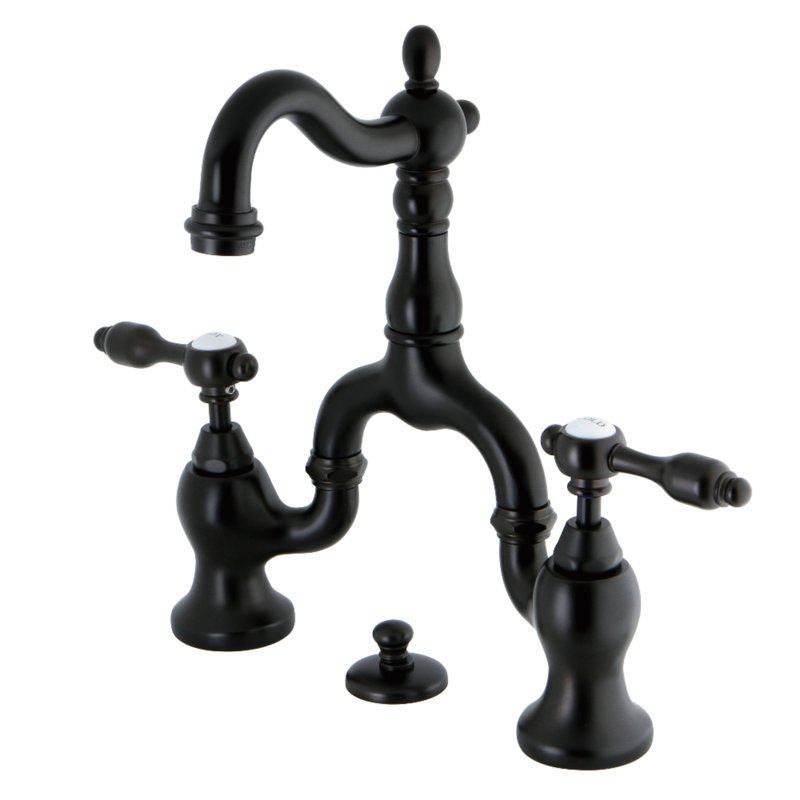 Robinet de salle de bain pont à deux poignées et fixation sur le comptoir à 3 trous Kingston, Bronze huilé