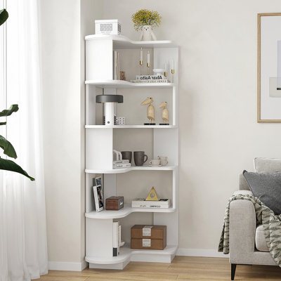 5-Tier Corner Bookshelf, L-Shaped Freestanding Storage & Display Stand For Living Room, Office, And Bedroom