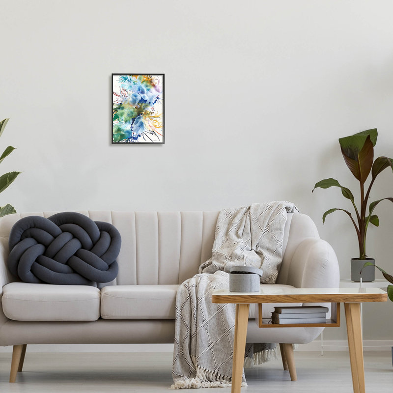Art giclée chaotique abstrait par Jodi Fuchs, H 14 po x l 11 po x P 1,5 po, Giclée encadrée noir minuit