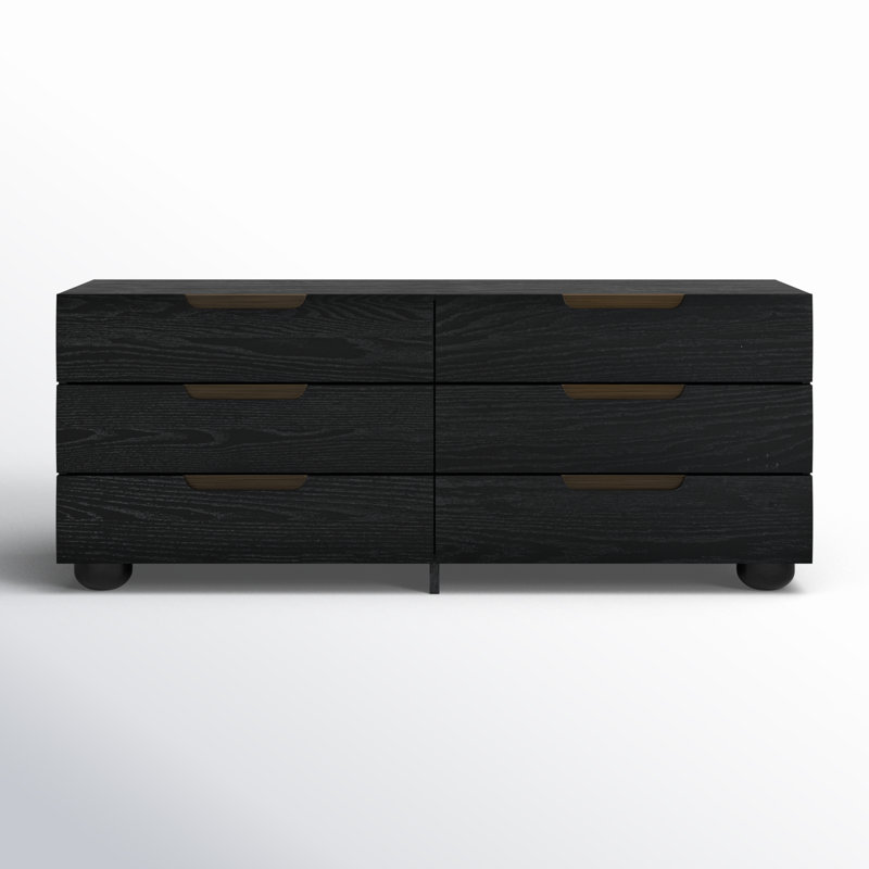 Ernest Beethoven Wood 6 Drawer Dresser, Black