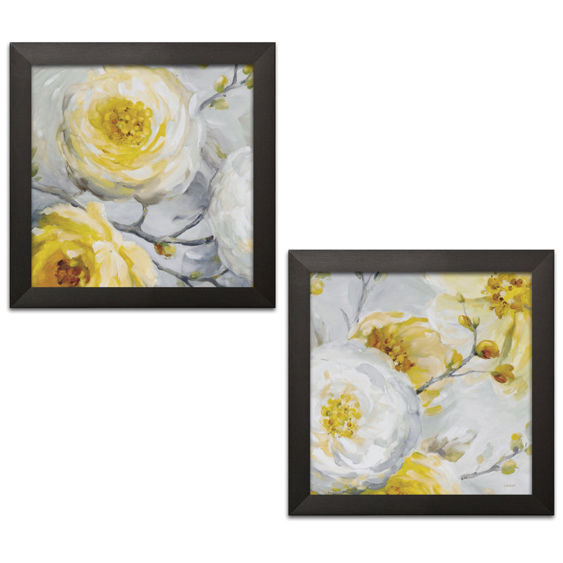 «Flower and Bud», ensemble de 2 reproductions, H 14 po x l 14 po x P 0,75 po, Papier avec cadre noir