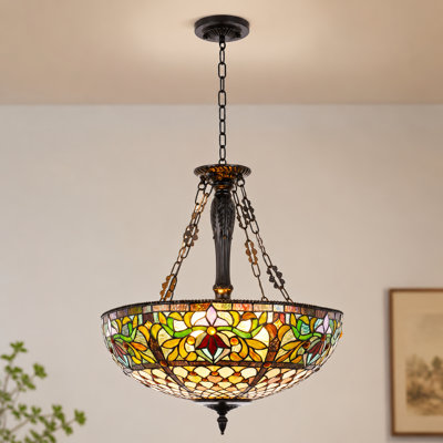 5-Light 19" Tiffany Style Stained Glass Chandelier