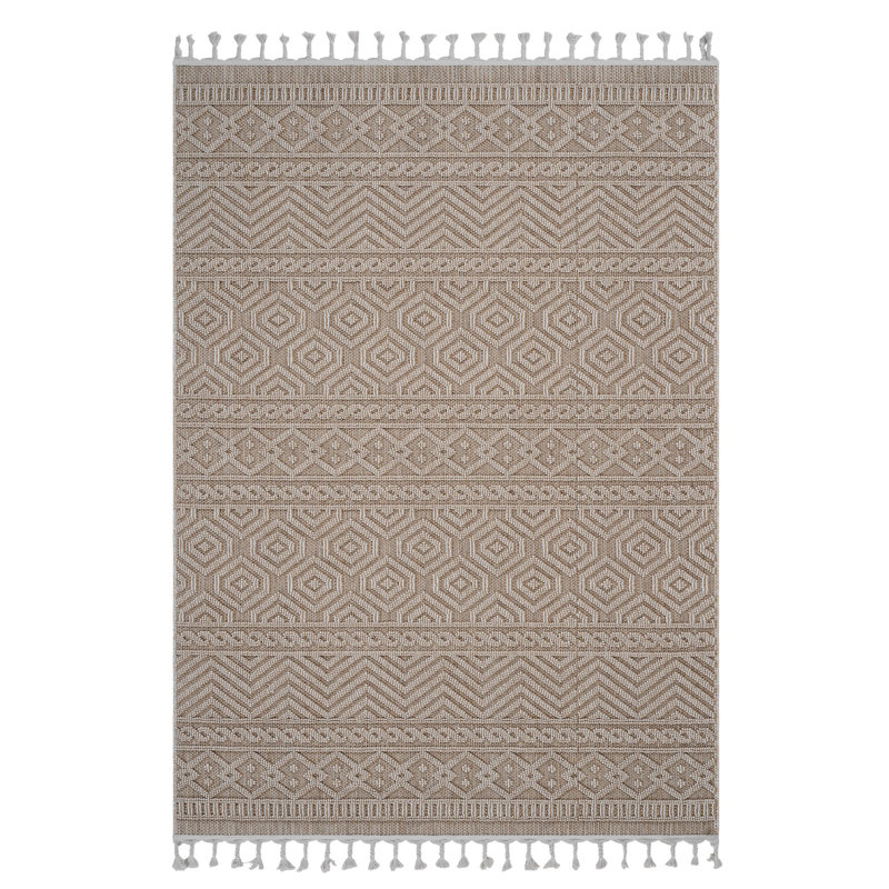 Area Rug, Collection Mocha / Geometric Indoor / Outdoor, Rectangle 6'7" x 7'9"