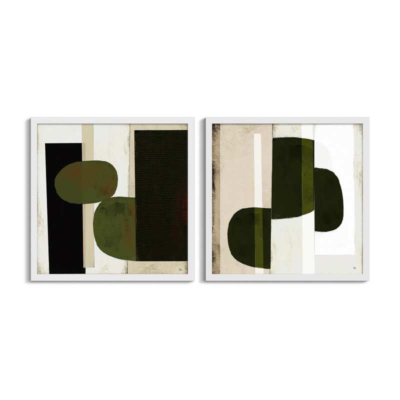 " Collage " by StudioM 2 - Pieces Painting Print, 16" H x 32" W, White