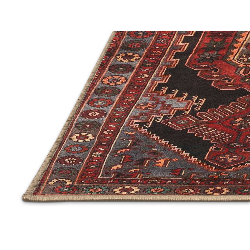 Tapis oriental multicolore tissé à la machine Oriental, Rectangle 7 pi x 10 pi