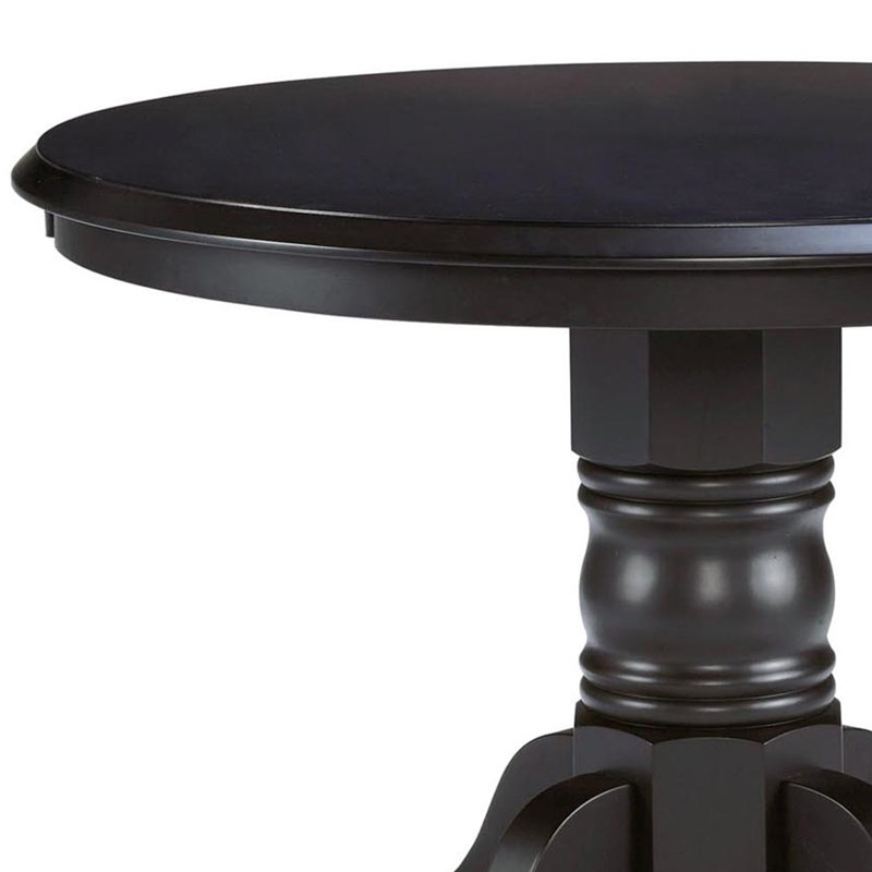Standridge Round Solid Wood Dining Table, Black