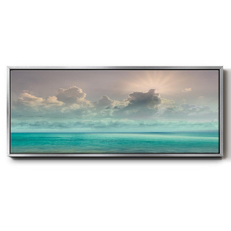 Caribbean Water- Framed Canvas, 8" H x 20" W