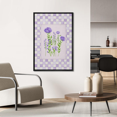 «Watercolor Geometric Bright Mauve Flower Market Modern Aesthetic», reproduction d'art sur toile encadrée