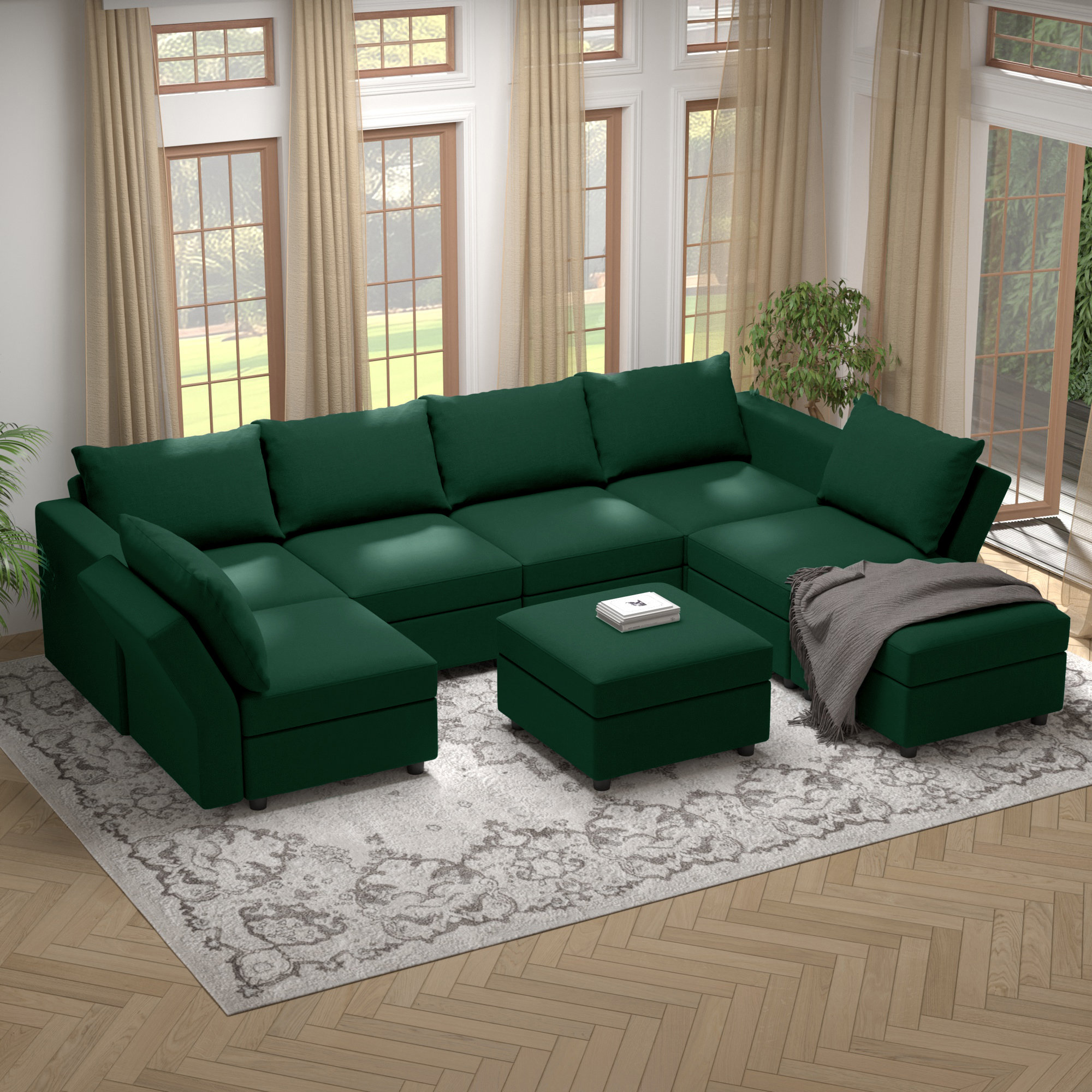 Ainfox BOX MODULE STO SOFA 116'' 8 Piece Upholstered Modular