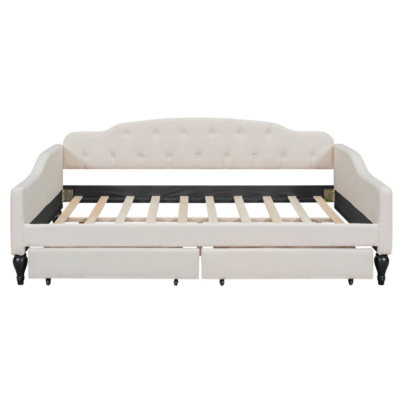 Lit de jour double capitonné capitonné, beige