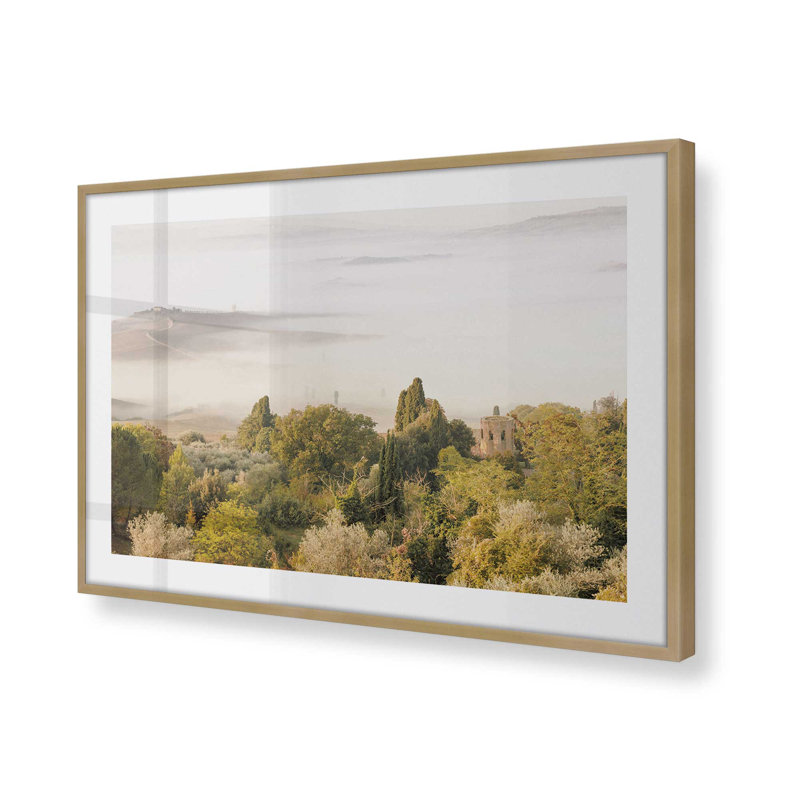 Imprimé voile de la nature, opaque, H 19,25 po x l 25,25 po x P 1,25 po, Cadre simple brossé doré