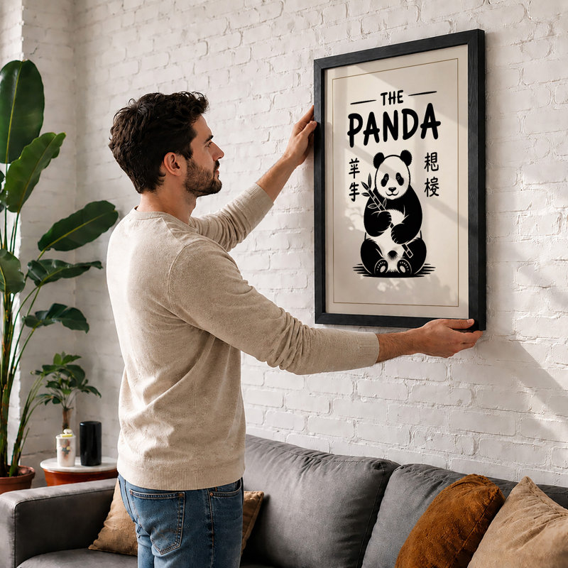 The Panda Japandi - Framed Print, Unframed, A4 - 29.7 x 21.0 cm