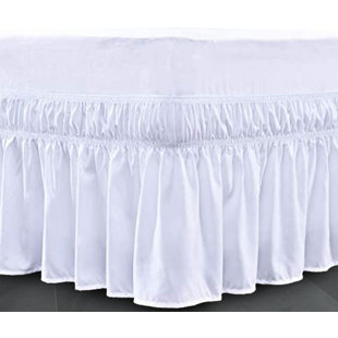 400 Thread Count 100%White Cotton Sateen Edge Ruffle Gathered Bed Skirt Three Sided Coverage with Platform