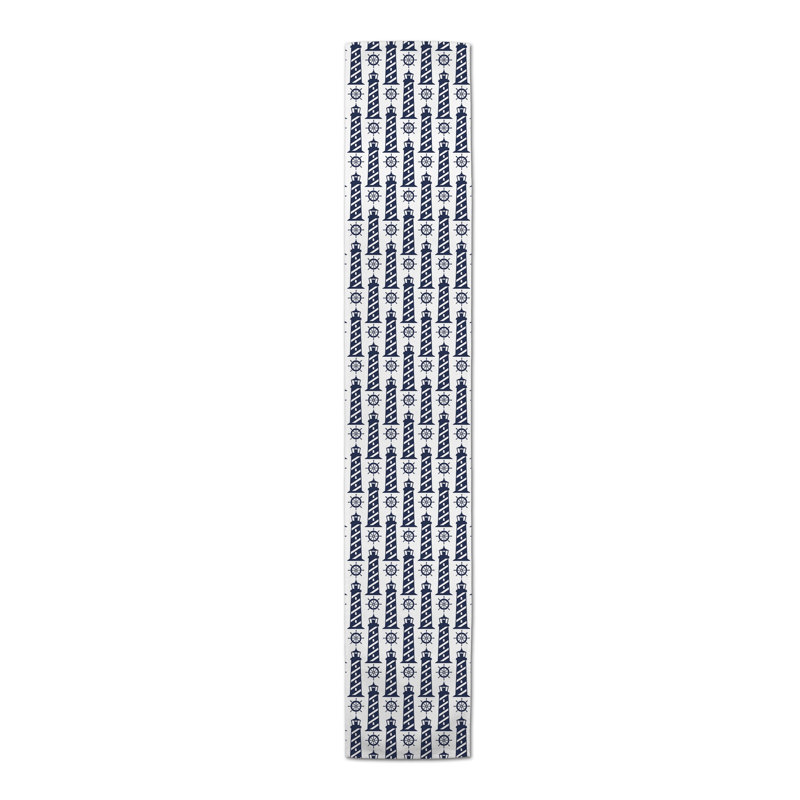 Mclain Geometric Table Runner, 72" L x 16" W, Navy Blue