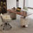 White Rectangular Solid + Manufactured Wood with 2 drawers desk-109580555