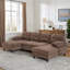 U-shaped sectional sofa with dual chaise lounges, storage pockets and armrest pillows-540541015