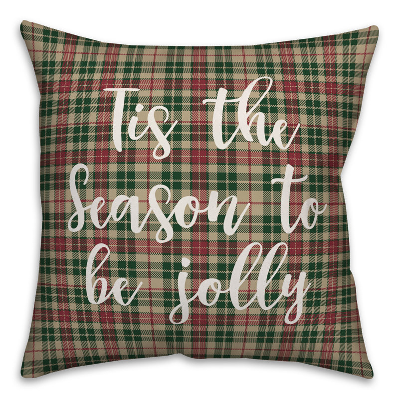  Coussin décoratif Tis the Season to Be Jolly in Tartan, Coussin décoratif