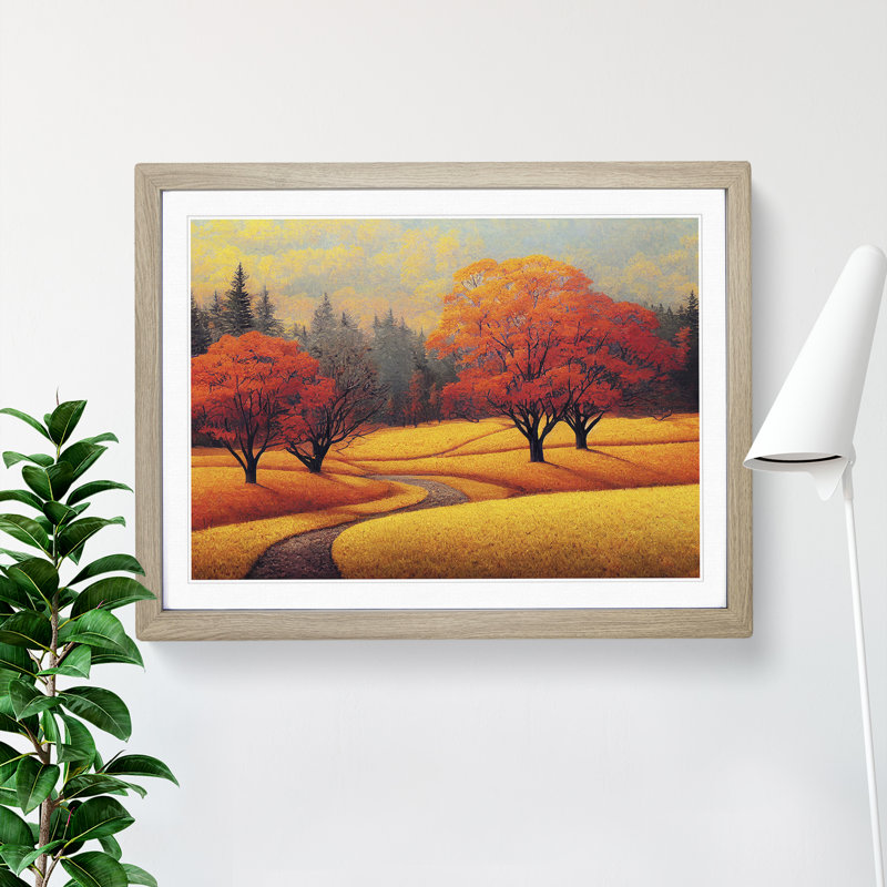 XH1022-9604X View Of An Autumn Forest Vol.2 - Single Picture Frame Painting, 34cm H x 46cm W x 2cm D, Oak