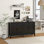 Armoire de rangement, buffet avec porte de grange, tablette