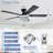  52 Inch Modern Crystal Ceiling Fan with Lights, Remote Controlled, Easy Installation, Safety Cable, 3 Color Temp & Memory Function-957936737-957937054
