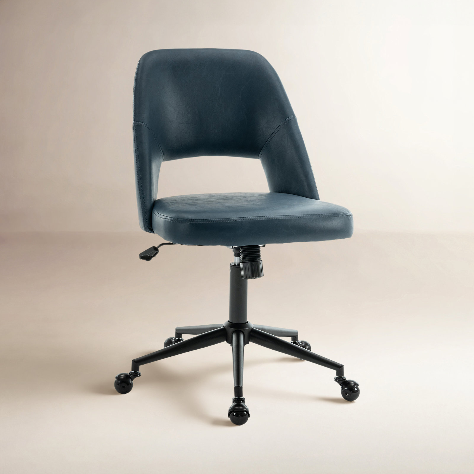 Gramercy Office Chair with Lumbar Support, Navy Faux Leather