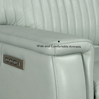 Causeuse inclinable électrique en cuir véritable Liudgardas avec gravité zéro, ports USB, appui-tête réglable et soutien lombaire