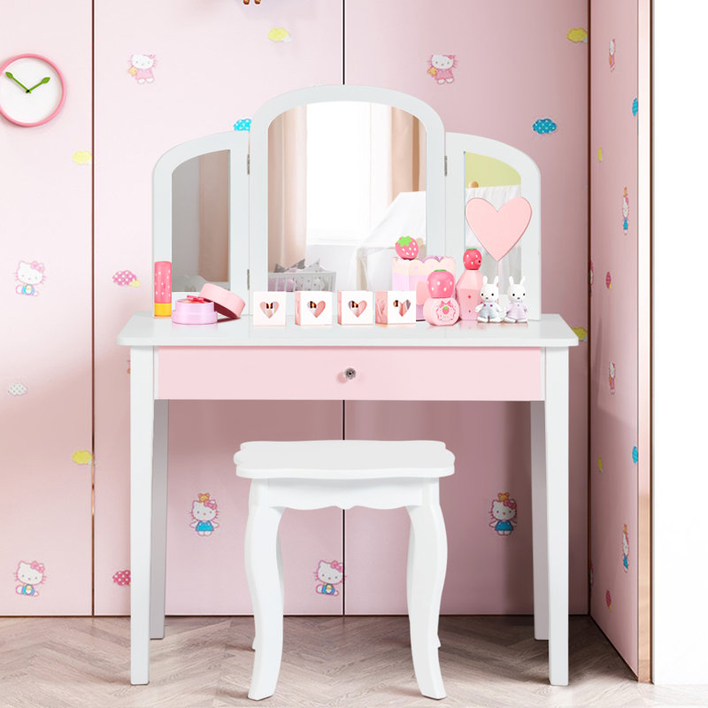 Kids Vanity Set with Mirror, White