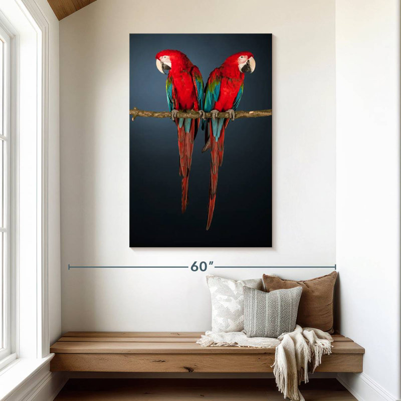 Brampt Red Green Macaws, 48" H x 32" W