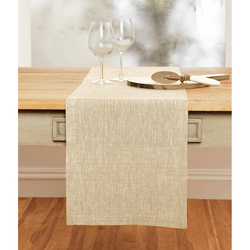 100% Pure Linen Table Runner - Athena, Champagne Beige, 54" x 14"